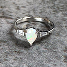 Sterling Silver Pear shape 7x5mm White Opal ring - Masterpiece Jewellery Opal & Gems Sydney Australia | Online Shop