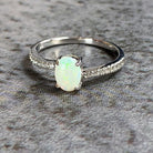 Sterling Silver 7x5mm Light Opal cz ring - Masterpiece Jewellery Opal & Gems Sydney Australia | Online Shop