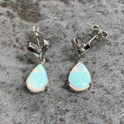 Sterling Silver Opal Pear shape earrings short drop on V shape studs - Masterpiece Jewellery Opal & Gems Sydney Australia | Online Shop