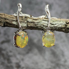 Sterling Silver 9x7mm Light Yellow Opal dangling earrings - Masterpiece Jewellery Opal & Gems Sydney Australia | Online Shop