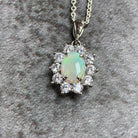 Sterling Silver cluster design 8x6mm White opal pendant - Masterpiece Jewellery Opal & Gems Sydney Australia | Online Shop