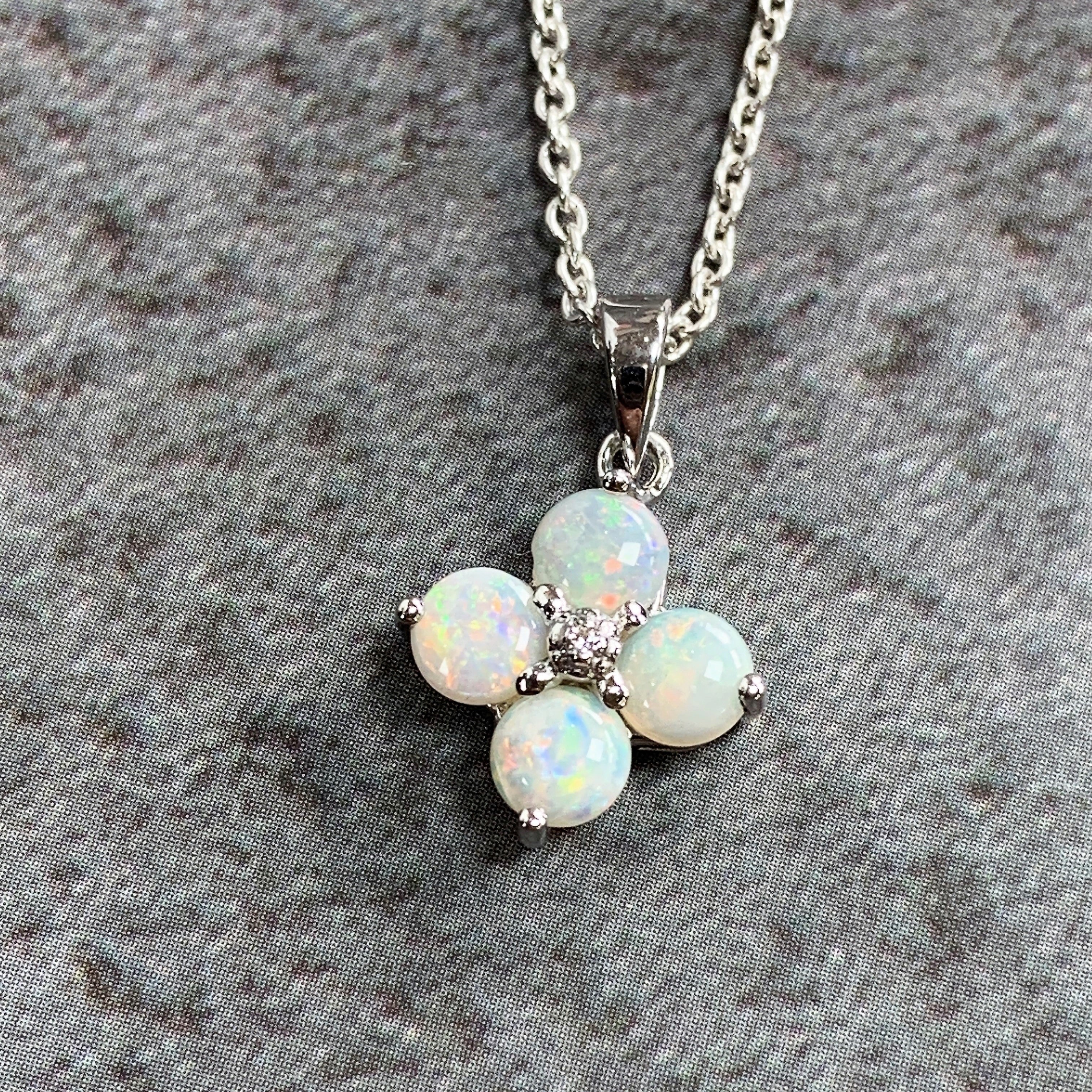 Sterling Silver flower round Opal design pendant 3.5mm - Masterpiece Jewellery Opal & Gems Sydney Australia | Online Shop