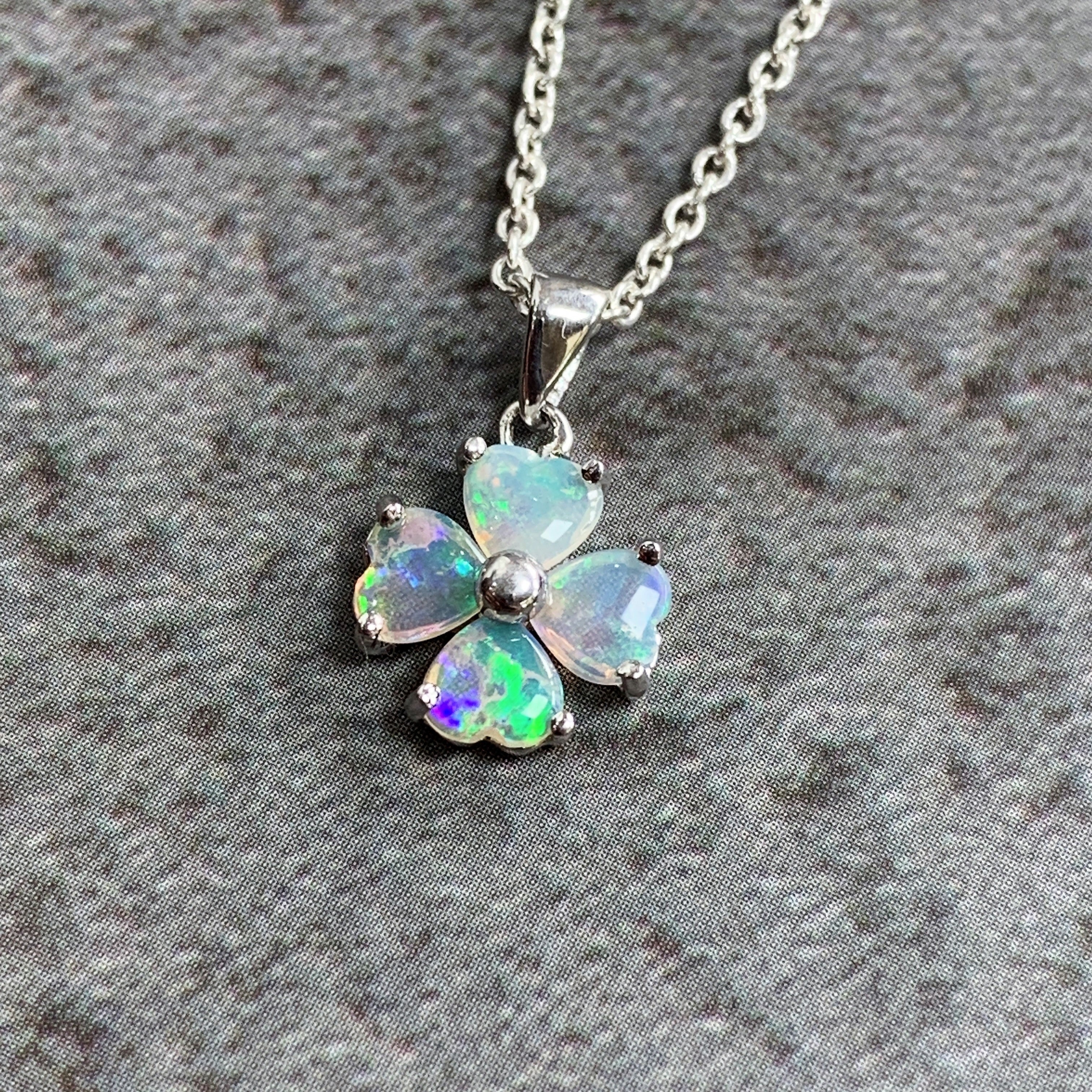 Sterling Silver heart shape Opal pendant - Masterpiece Jewellery Opal & Gems Sydney Australia | Online Shop