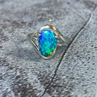 Sterling Silver freeform Black Opal 2.07ct doublet claw set - Masterpiece Jewellery Opal & Gems Sydney Australia | Online Shop