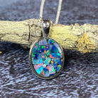 Sterling Silver Mosiac Opal Oval bezel pendant 12x10mm - Masterpiece Jewellery Opal & Gems Sydney Australia | Online Shop