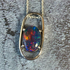 Sterling Silver Rectangular design pendant with 14x10mm Opal triplet - Masterpiece Jewellery Opal & Gems Sydney Australia | Online Shop