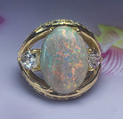 18kt Yellow Gold Black Opal, Sapphire, Aquamarine and Diamond ring - Masterpiece Jewellery Opal & Gems Sydney Australia | Online Shop