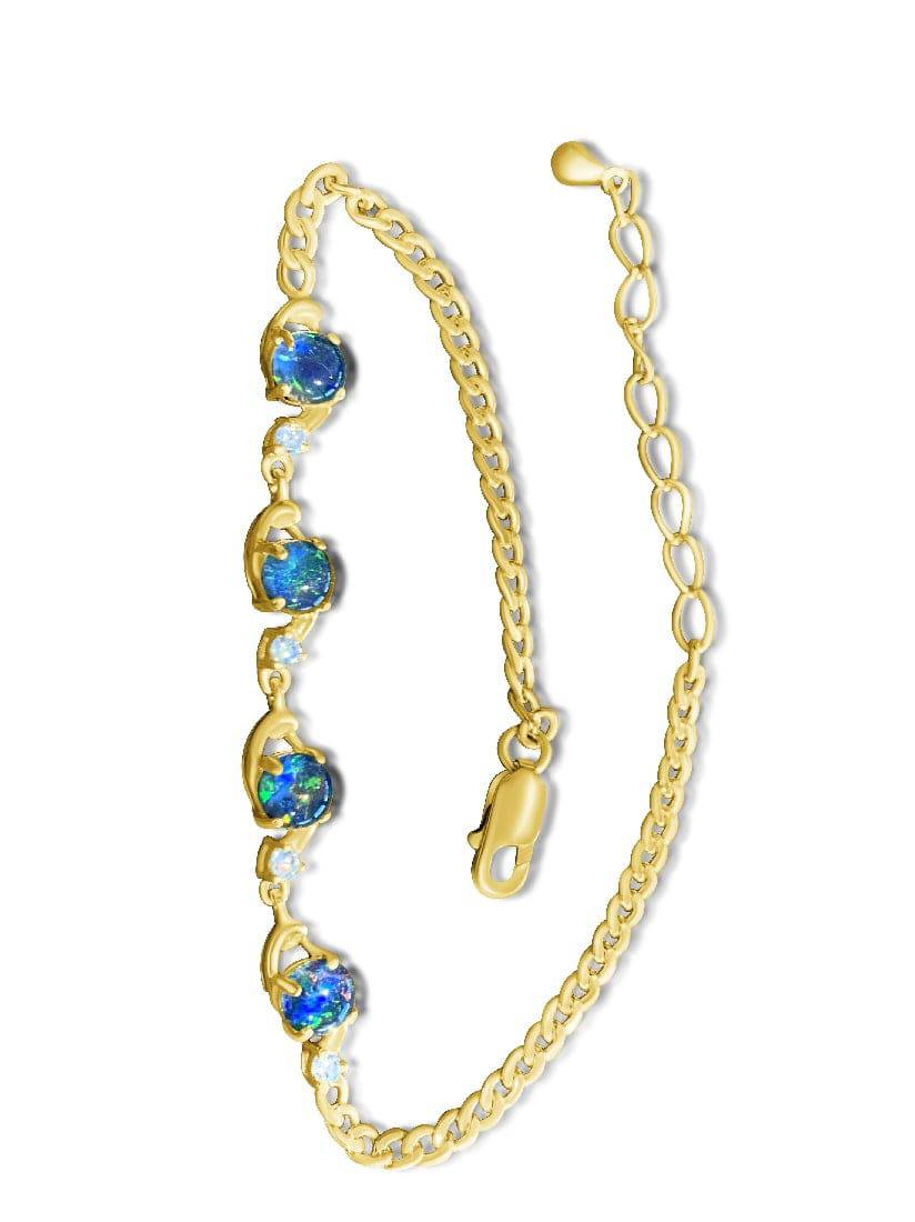 Sterling Silver Gold plated Opal triplet bracelet - Masterpiece Jewellery Opal & Gems Sydney Australia | Online Shop