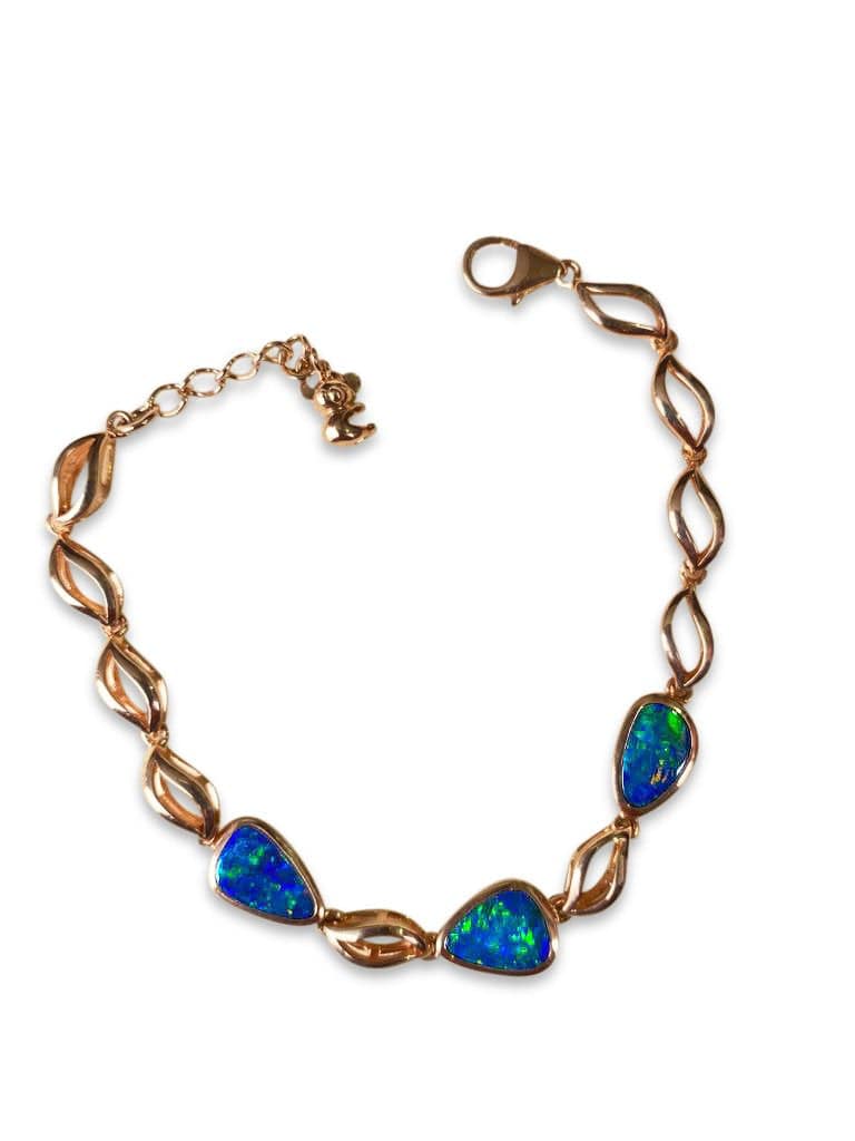 Fire Australian Opal Sunburst Bracelet  Silver and Gold  Key West