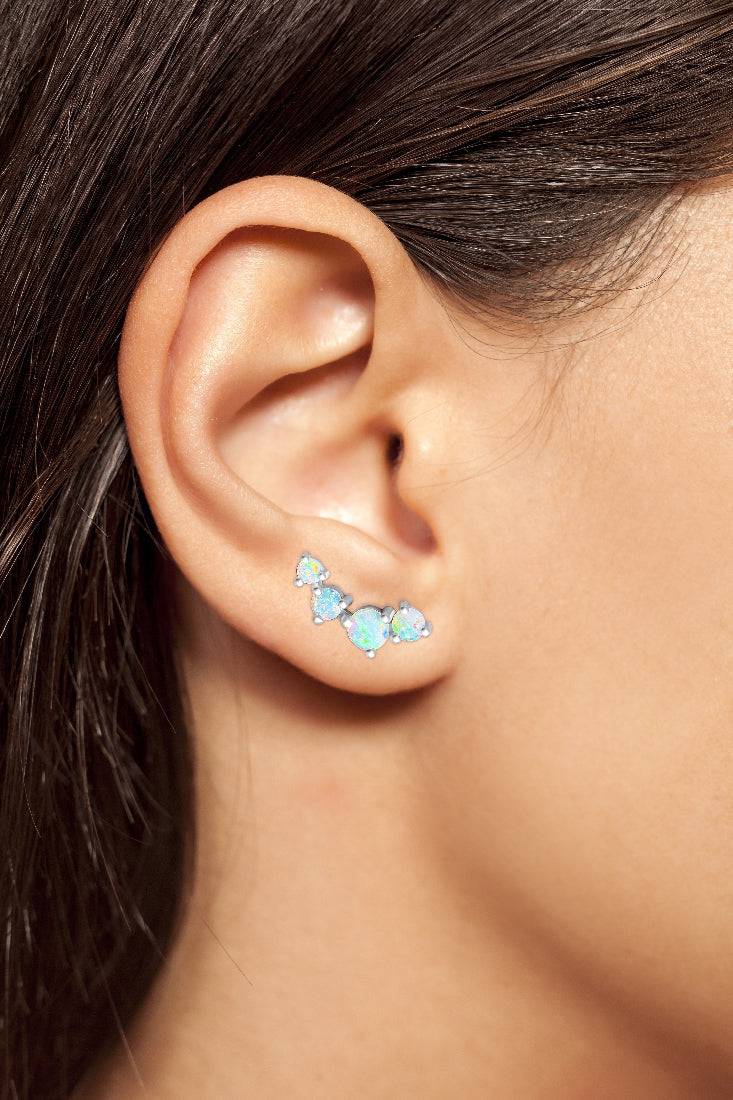 18kt White Gold crawler Opal earrings - Masterpiece Jewellery Opal & Gems Sydney Australia | Online Shop