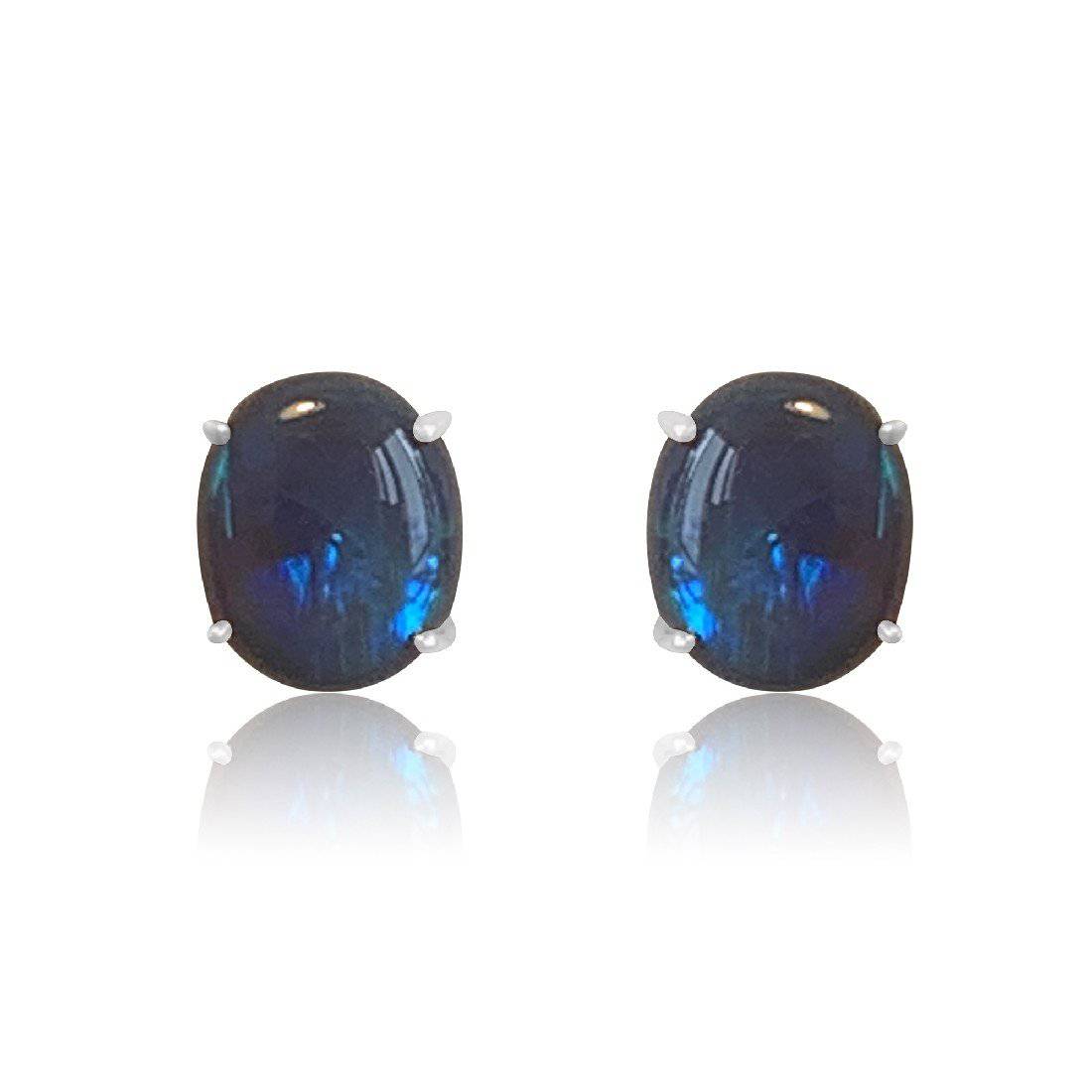 9kt Yellow Gold Black Opal studs - Masterpiece Jewellery Opal & Gems Sydney Australia | Online Shop