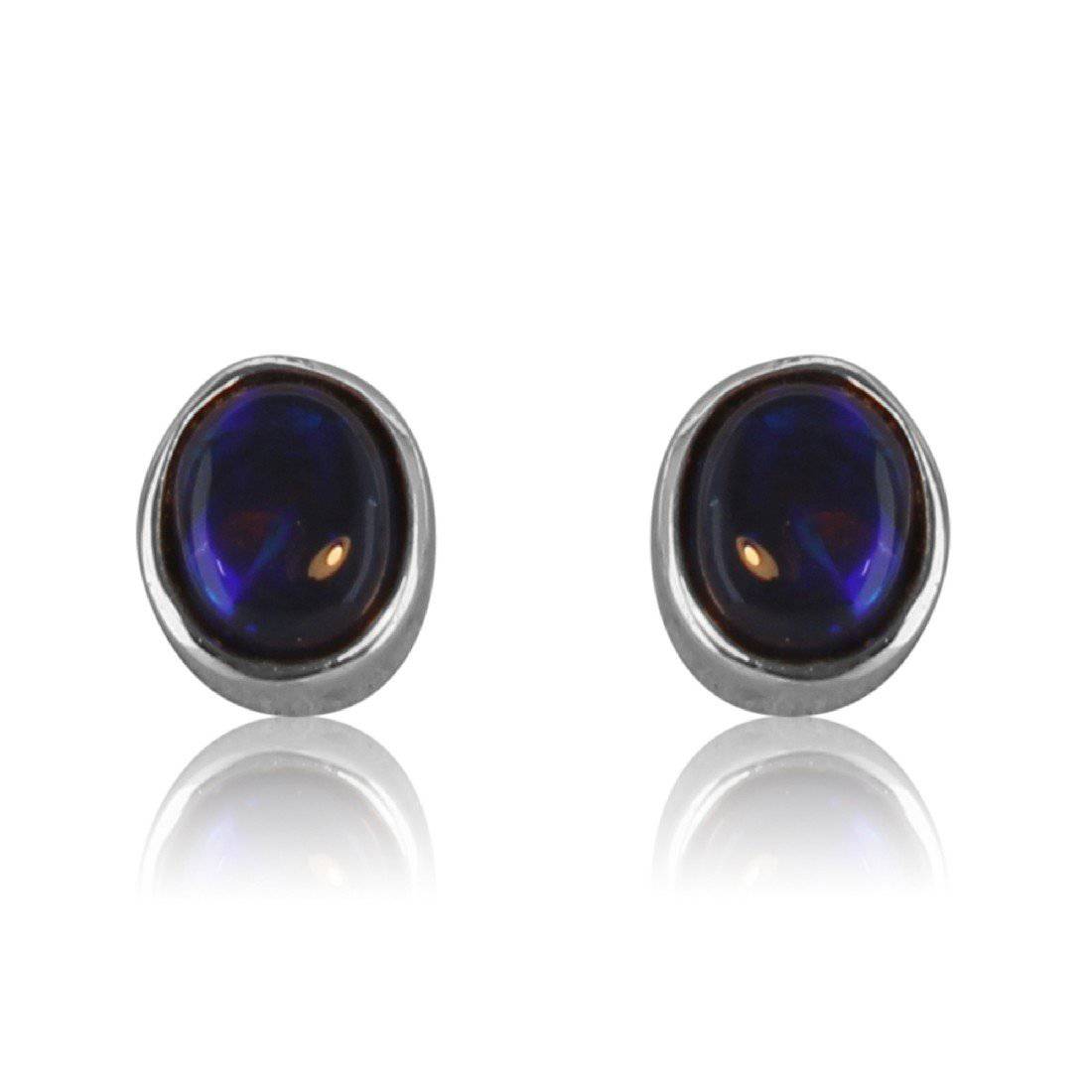 Sterling Silver Black Opal studs - Masterpiece Jewellery Opal & Gems Sydney Australia | Online Shop