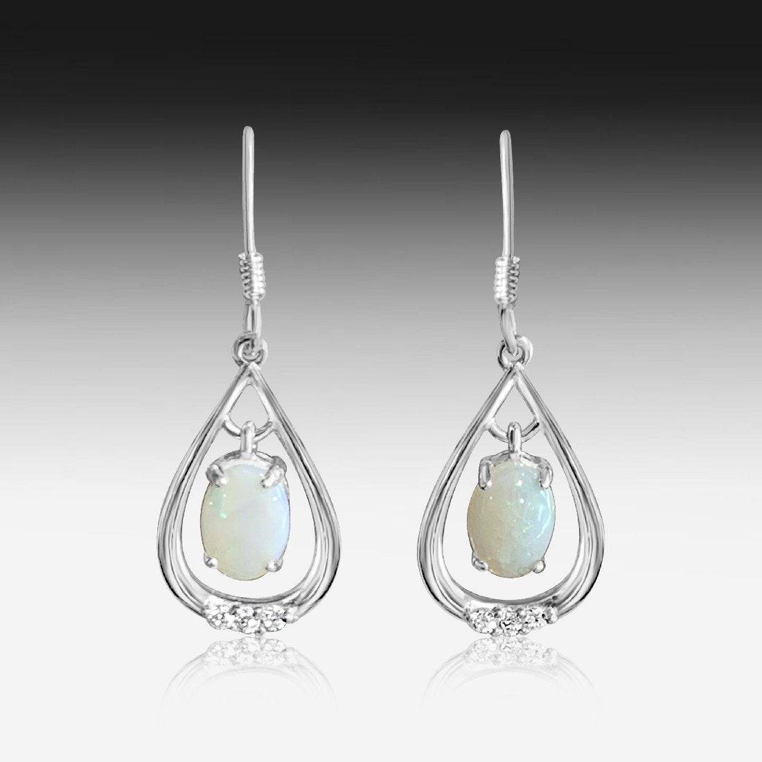 Sterling Silver Opal dangling earrings - Masterpiece Jewellery Opal & Gems Sydney Australia | Online Shop