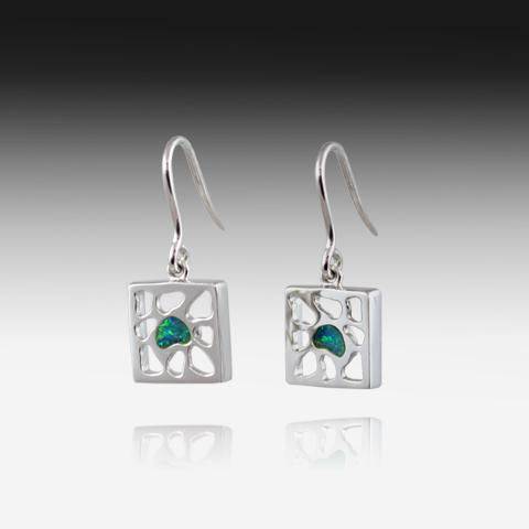 STERLING SILVER OPAL INLAY EARRINGS - Masterpiece Jewellery Opal & Gems Sydney Australia | Online Shop