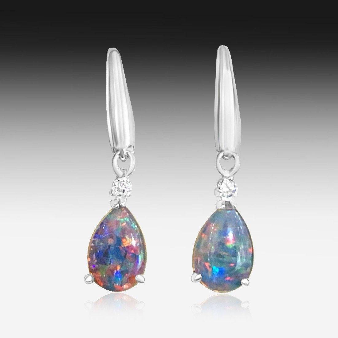 Sterling Silver Opal triplet earrings - Masterpiece Jewellery Opal & Gems Sydney Australia | Online Shop