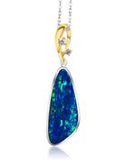 14kt two tone Opal and diamond pendant - Masterpiece Jewellery Opal & Gems Sydney Australia | Online Shop