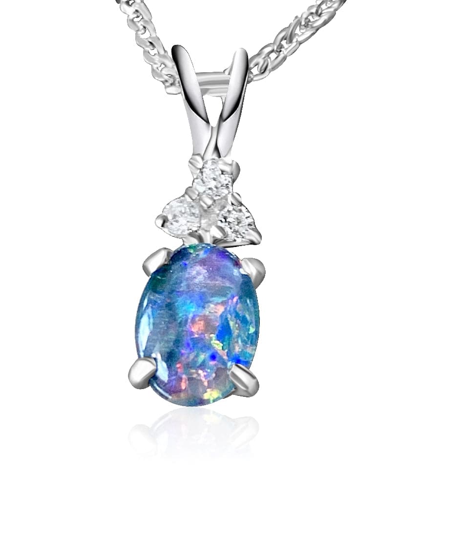 Sterling Silver 8x6mm Opal triplet pendant - Masterpiece Jewellery Opal & Gems Sydney Australia | Online Shop