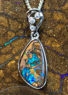 Sterling Silver Boulder Opal Pendant - Masterpiece Jewellery Opal & Gems Sydney Australia | Online Shop