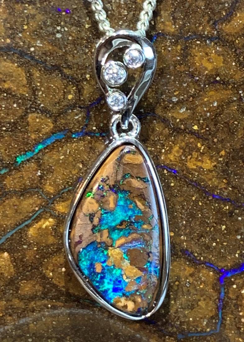 Sterling Silver Boulder Opal Pendant - Masterpiece Jewellery Opal & Gems Sydney Australia | Online Shop