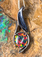 Sterling Silver Flame design 10x8mm Opal pendant - Masterpiece Jewellery Opal & Gems Sydney Australia | Online Shop