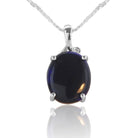 Sterling Silver Black Opal and diamond pendant - Masterpiece Jewellery Opal & Gems Sydney Australia | Online Shop