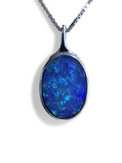 Sterling Silver Black Opal doublet pendant - Masterpiece Jewellery Opal & Gems Sydney Australia | Online Shop