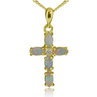 Sterling Silver Gold plated White Opal cross pendant - Masterpiece Jewellery Opal & Gems Sydney Australia | Online Shop