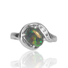 18kt White Gold Black Opal and Diamond ring - Masterpiece Jewellery Opal & Gems Sydney Australia | Online Shop