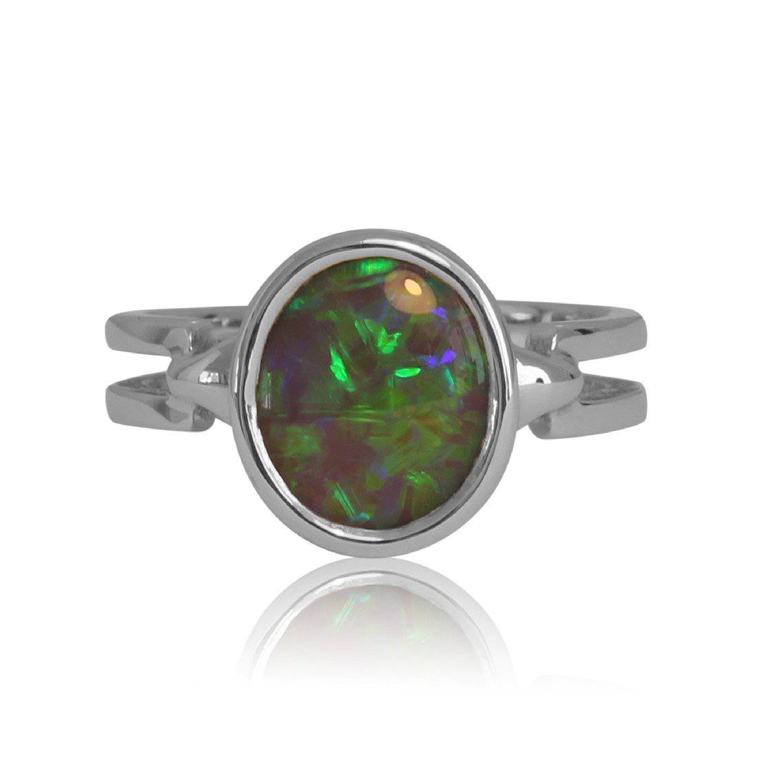 18kt White Gold Black Opal ring - Masterpiece Jewellery Opal & Gems Sydney Australia | Online Shop