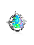 18kt White Gold Boulder Opal and Diamond ring - Masterpiece Jewellery Opal & Gems Sydney Australia | Online Shop