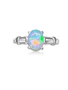 18kt White Gold Light Opal solitaire ring - Masterpiece Jewellery Opal & Gems Sydney Australia | Online Shop