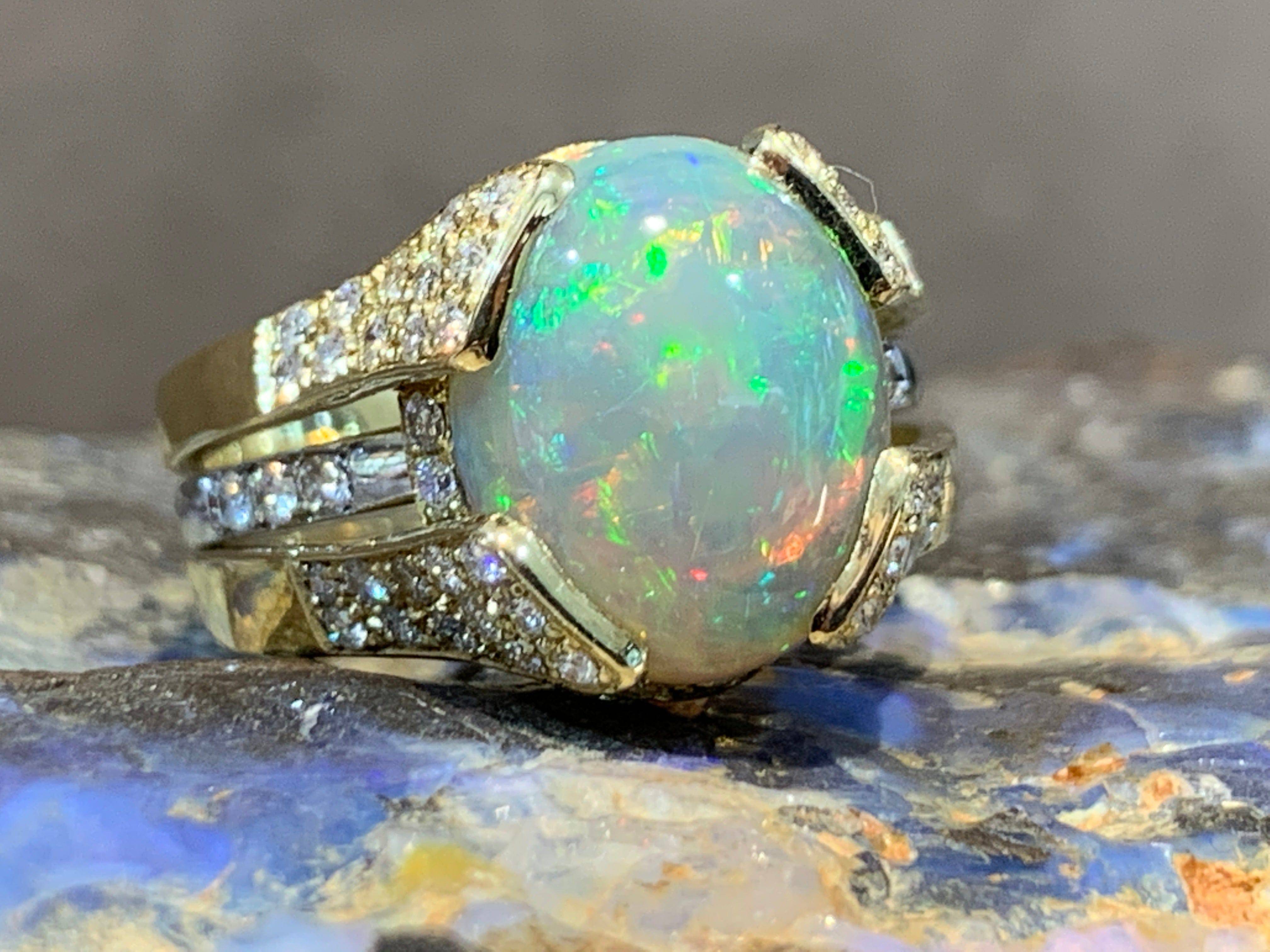 18kt Yellow and White Gold Black Crystal and Diamond ring - Masterpiece Jewellery Opal & Gems Sydney Australia | Online Shop