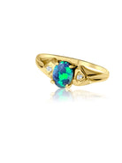 18kt Yellow Gold Black Opal and Diamond ring - Masterpiece Jewellery Opal & Gems Sydney Australia | Online Shop