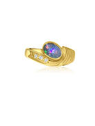 18KT Yellow Gold Black Opal and Diamond ring - Masterpiece Jewellery Opal & Gems Sydney Australia | Online Shop