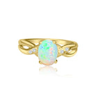 18kt Yellow Gold crossover Opal and Diamond ring - Masterpiece Jewellery Opal & Gems Sydney Australia | Online Shop