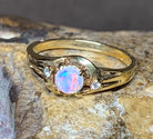 18kt Yellow Gold Crystal light Opal and diamond ring - Masterpiece Jewellery Opal & Gems Sydney Australia | Online Shop