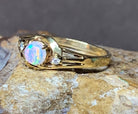 18kt Yellow Gold Crystal light Opal and diamond ring - Masterpiece Jewellery Opal & Gems Sydney Australia | Online Shop