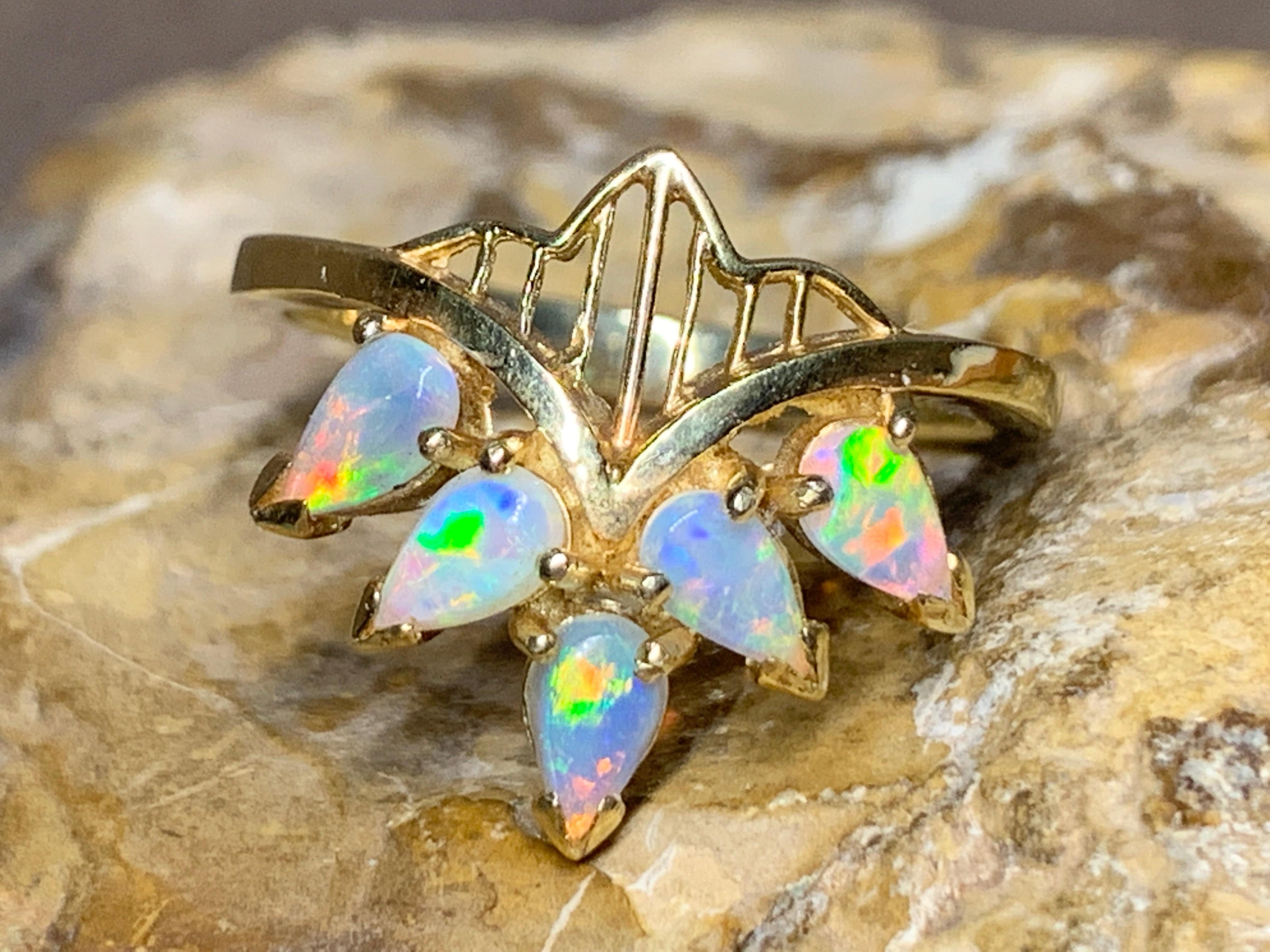 18kt Yellow Gold Marquise style Opal ring - Masterpiece Jewellery Opal & Gems Sydney Australia | Online Shop