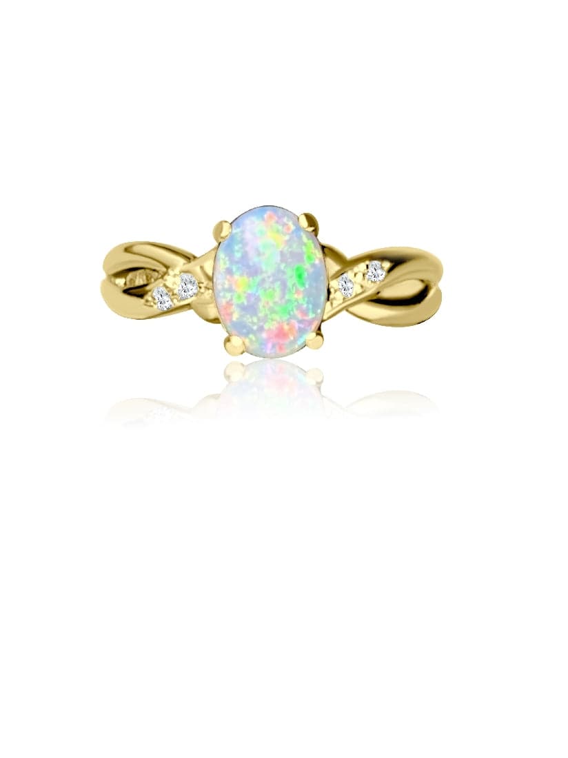 18kt Yellow Gold Opal and Diamond ring - Masterpiece Jewellery Opal & Gems Sydney Australia | Online Shop