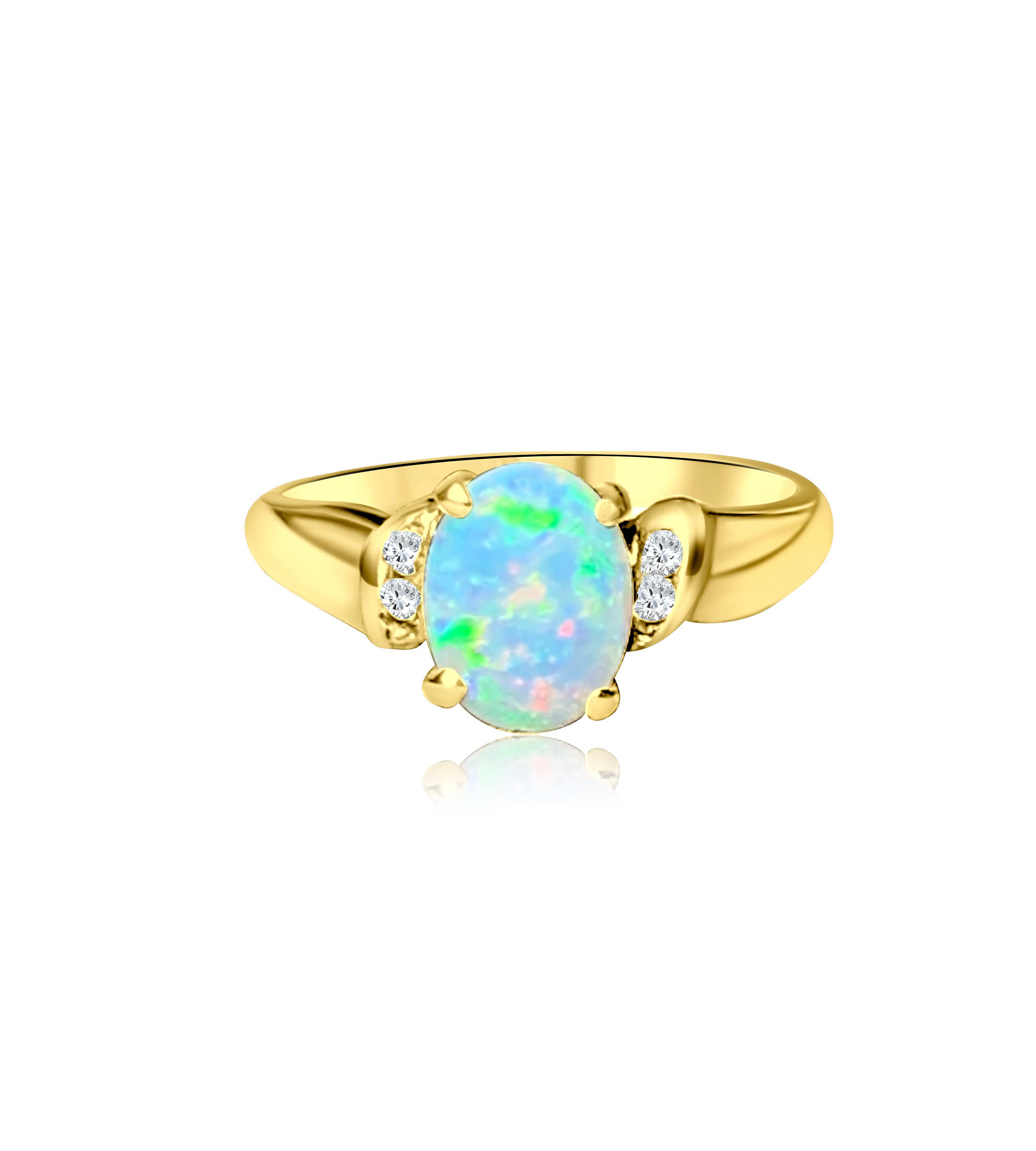 18kt Yellow Gold Opal and Diamond ring - Masterpiece Jewellery Opal & Gems Sydney Australia | Online Shop