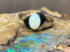 18kt Yellow Gold Opal , Onyx and Diamond ring - Masterpiece Jewellery Opal & Gems Sydney Australia | Online Shop