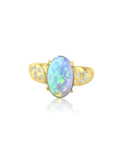 18kt Yellow Gold ring set with Black Opal and Diamonds - Masterpiece Jewellery Opal & Gems Sydney Australia | Online Shop