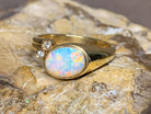 18kt Yellow Gold White Opal and Diamond ring - Masterpiece Jewellery Opal & Gems Sydney Australia | Online Shop