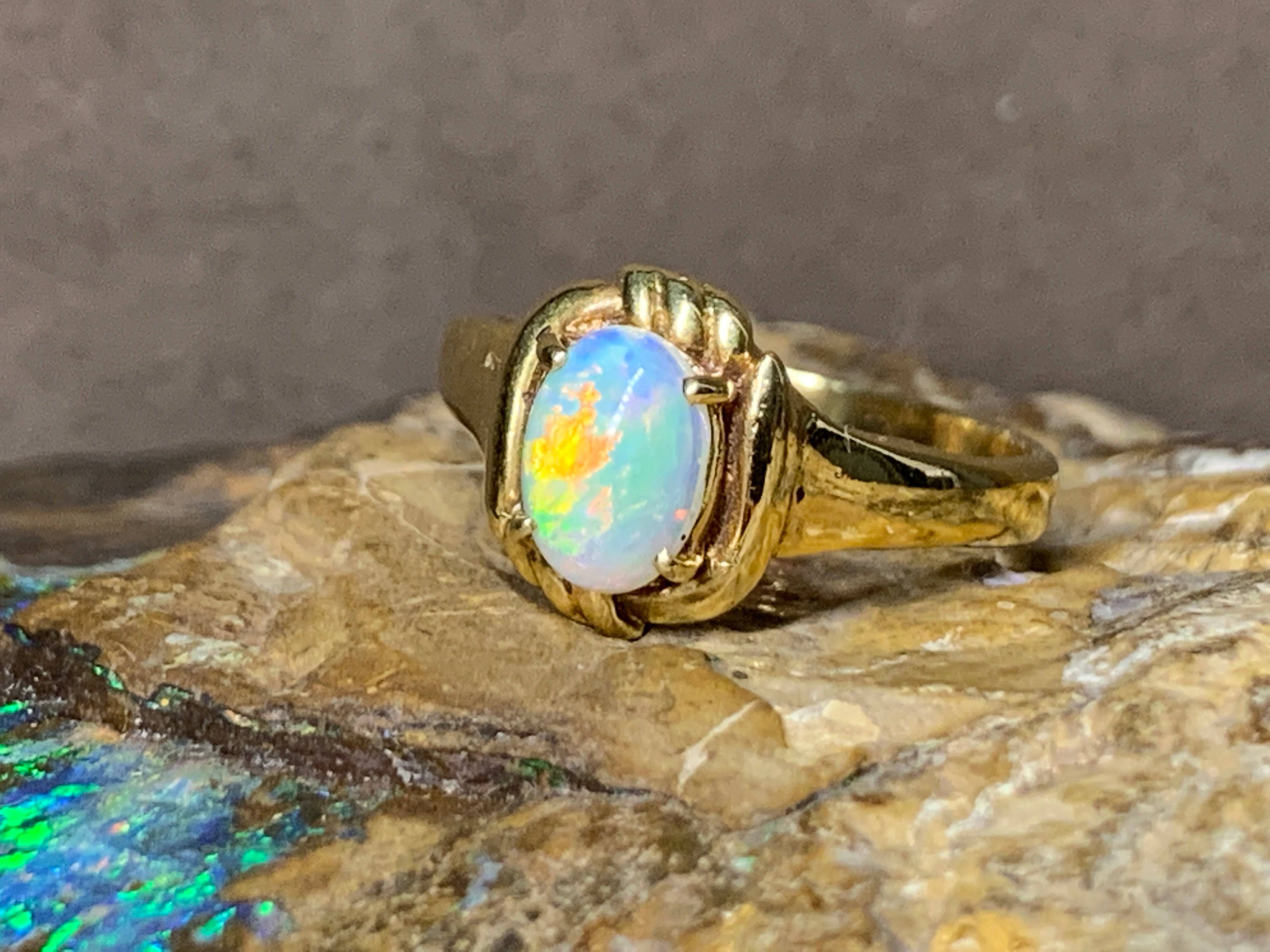 18kt Yellow Gold White Opal ring - Masterpiece Jewellery Opal & Gems Sydney Australia | Online Shop