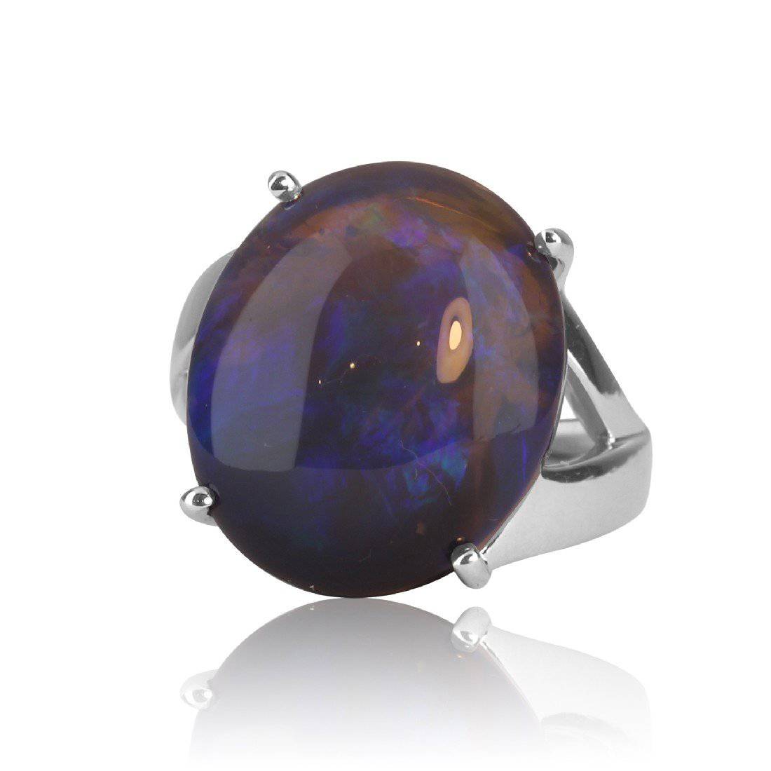 Sterling Silver Black Opal ring - Masterpiece Jewellery Opal & Gems Sydney Australia | Online Shop