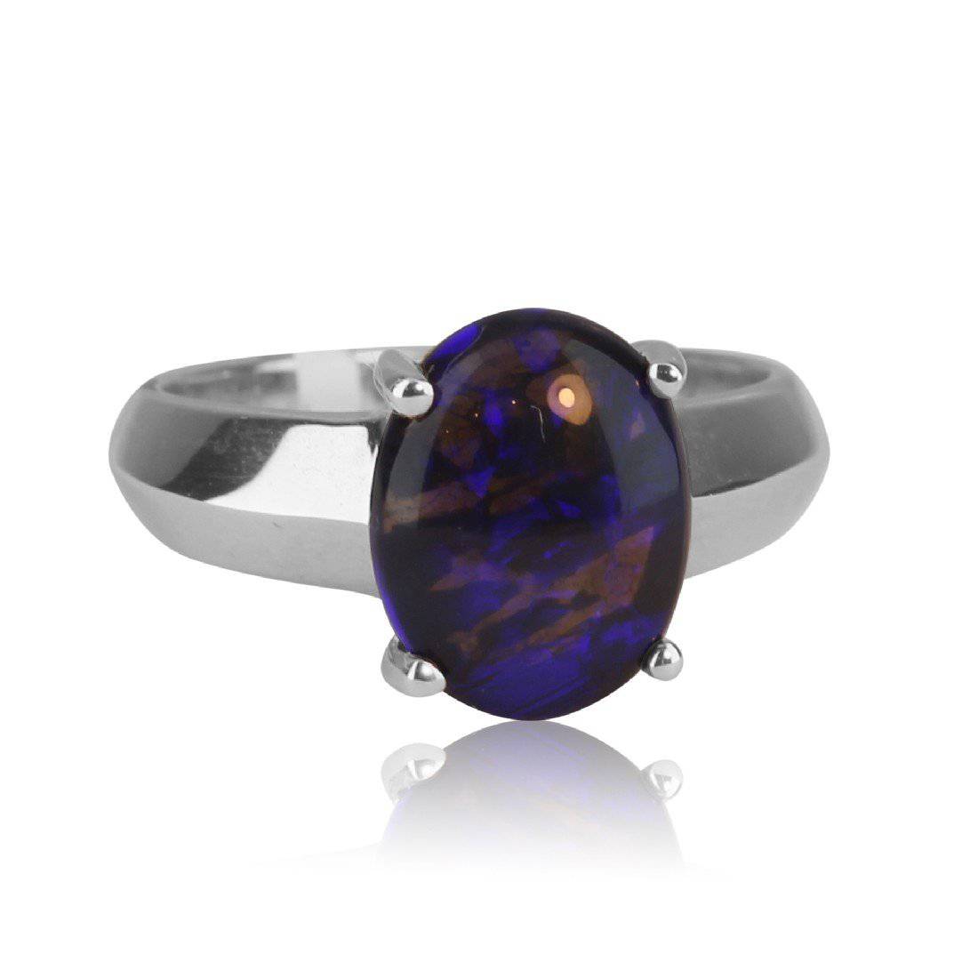 Sterling Silver Black Opal ring - Masterpiece Jewellery Opal & Gems Sydney Australia | Online Shop