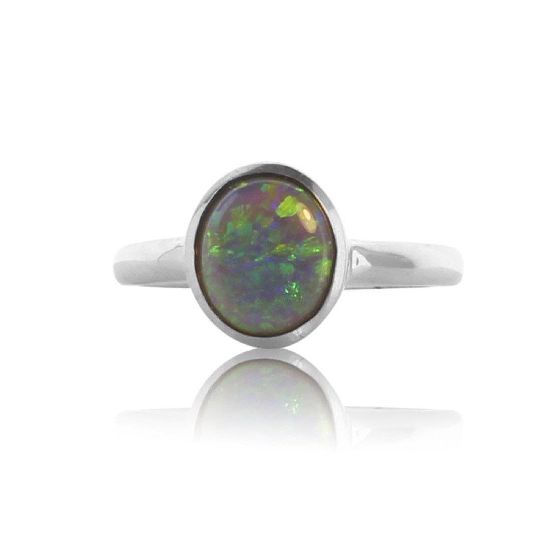 Sterling Silver Black Opal ring - Masterpiece Jewellery Opal & Gems Sydney Australia | Online Shop