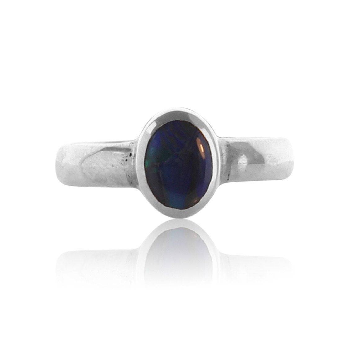 Sterling Silver Black Opal ring - Masterpiece Jewellery Opal & Gems Sydney Australia | Online Shop