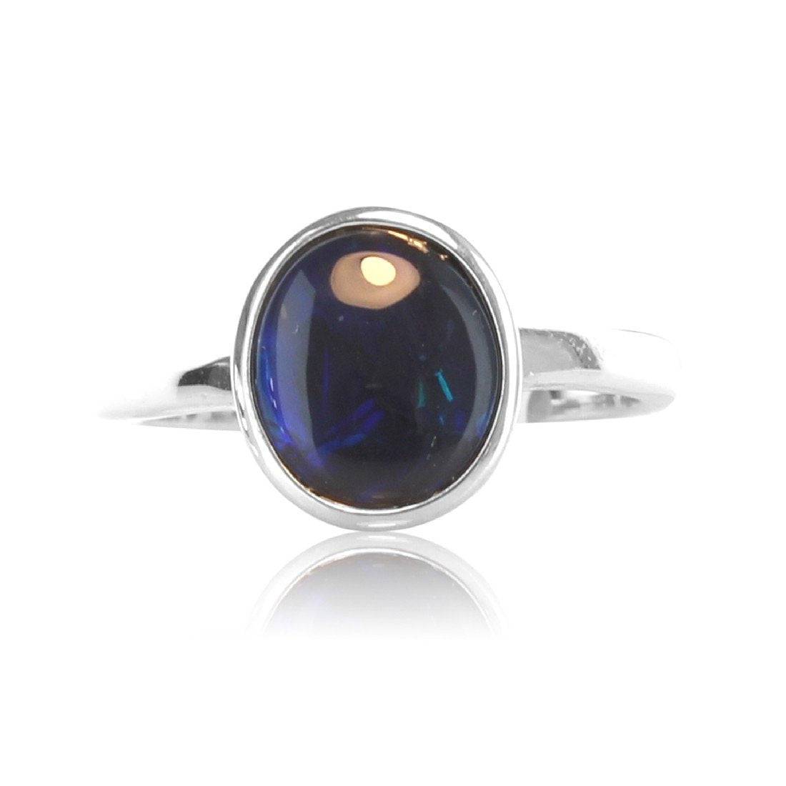 Sterling Silver Black Opal ring - Masterpiece Jewellery Opal & Gems Sydney Australia | Online Shop