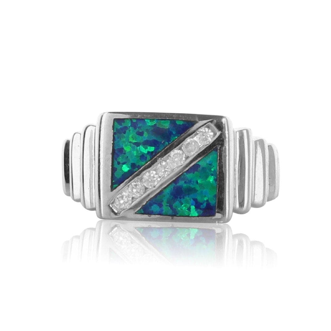 Sterling Silver Opal inlay ring - Masterpiece Jewellery Opal & Gems Sydney Australia | Online Shop